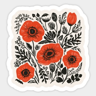 Lino Cut Flowers Sticker